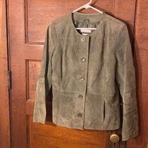 Coldwater Creek Green Leather Jacket M, fits like a size 10 not an 8.